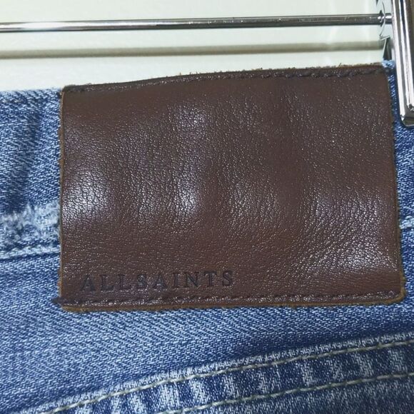 All Saints Reed Straight Leg Jeans Mens Size 32 Distressed Button Fly - Picture 10 of 13